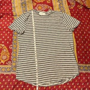 A &F Soft Striped Black and White T-Shirt